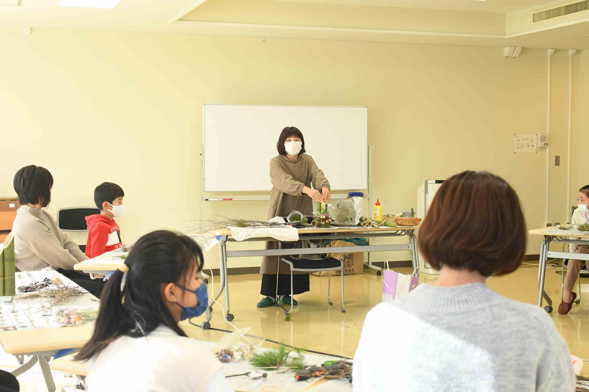 20221211親子でおしゃれなミニ門松作り