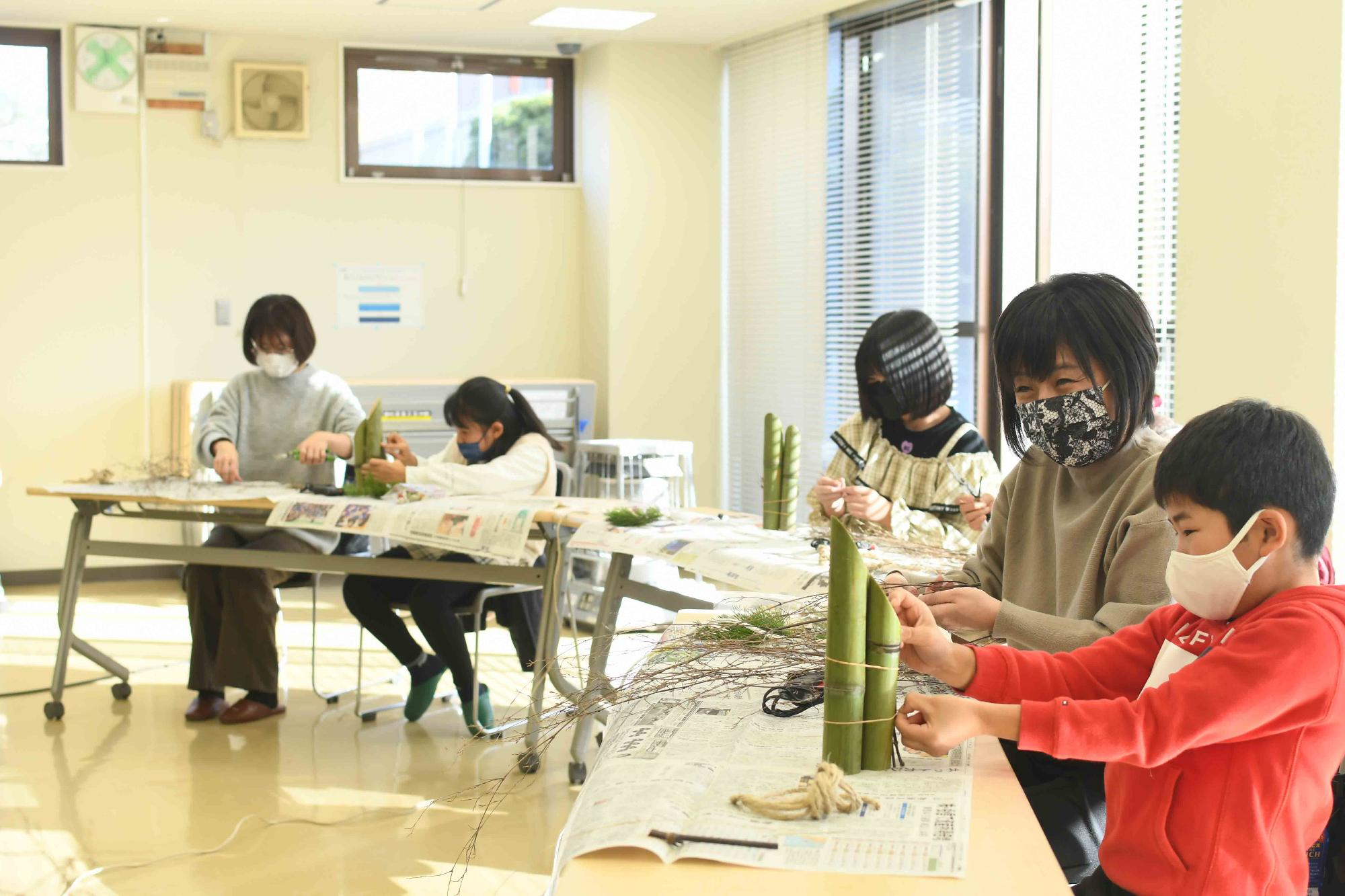 20221211親子でおしゃれなミニ門松作り