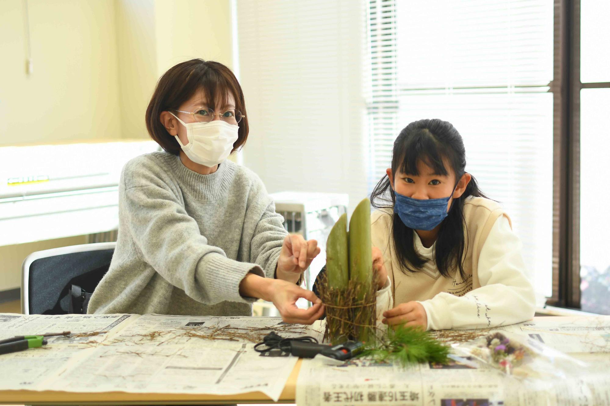 20221211親子でおしゃれなミニ門松作り