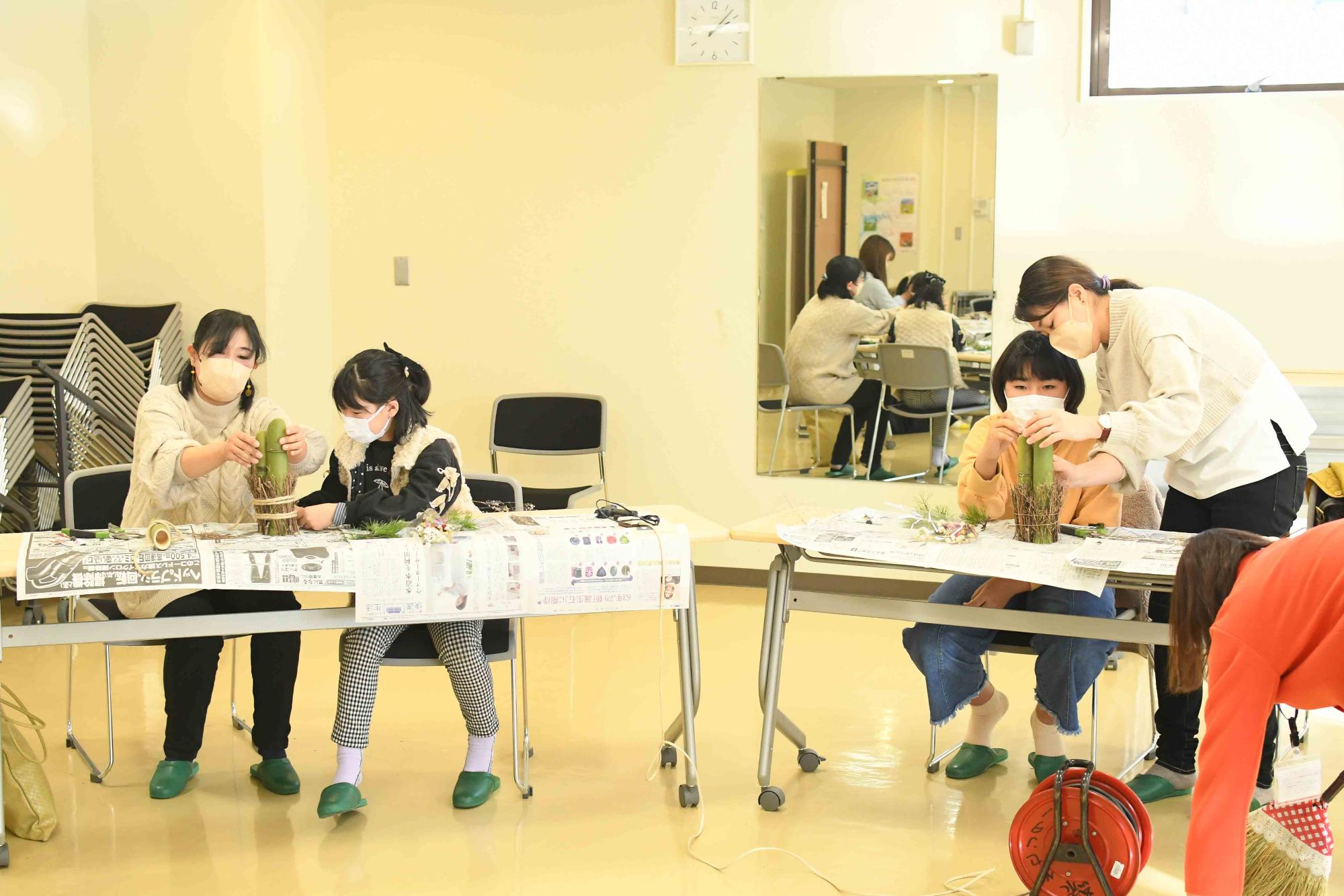 20221211親子でおしゃれなミニ門松作り