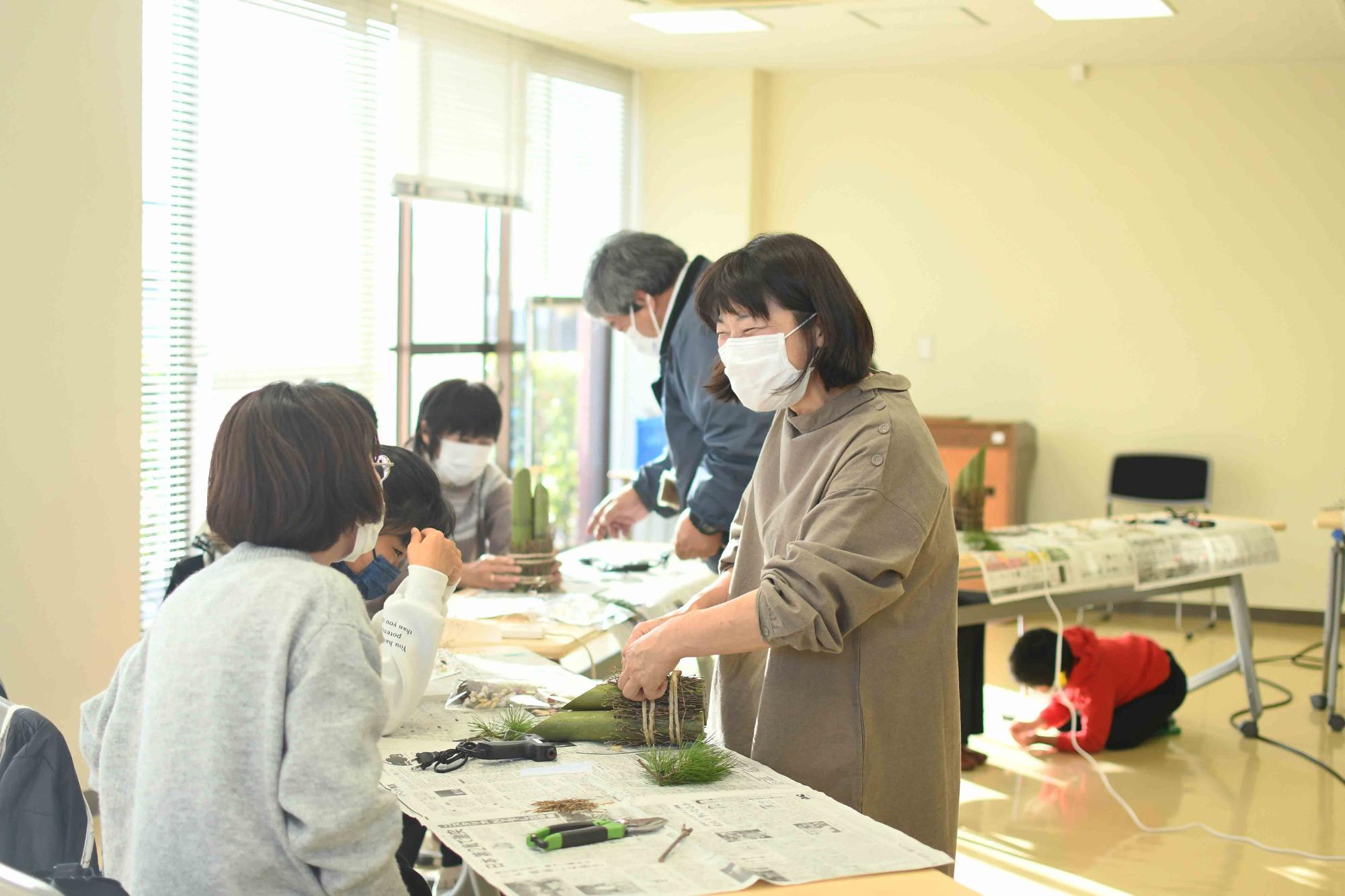 20221211親子でおしゃれなミニ門松作り