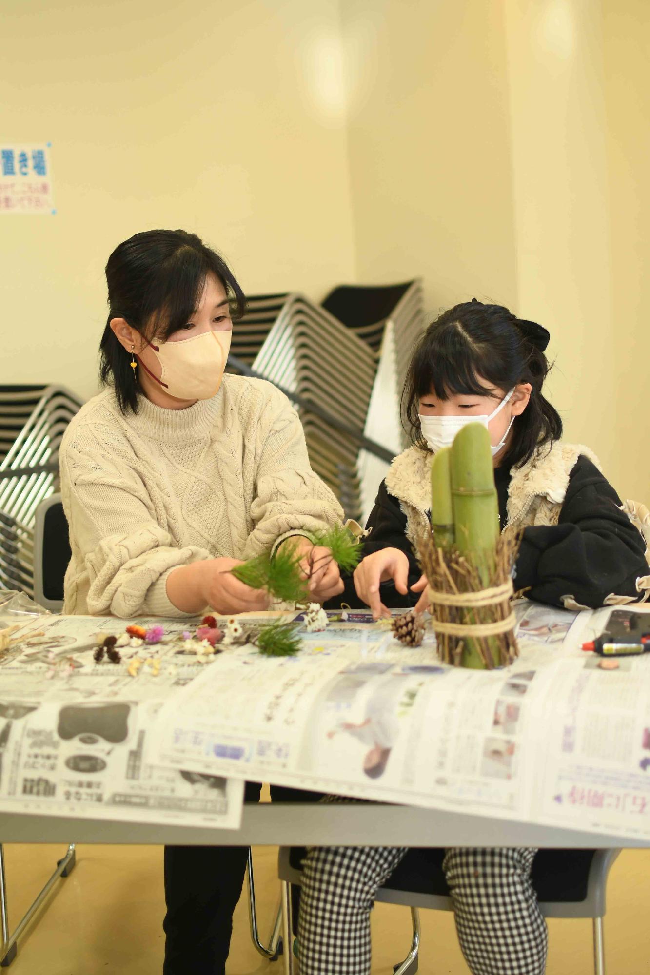 20221211親子でおしゃれなミニ門松作り