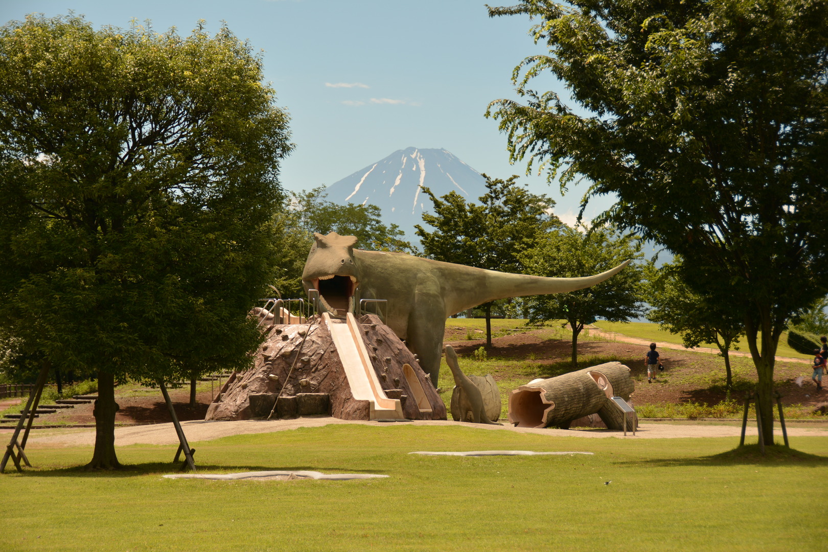 水辺公園の恐竜遊具の写真
