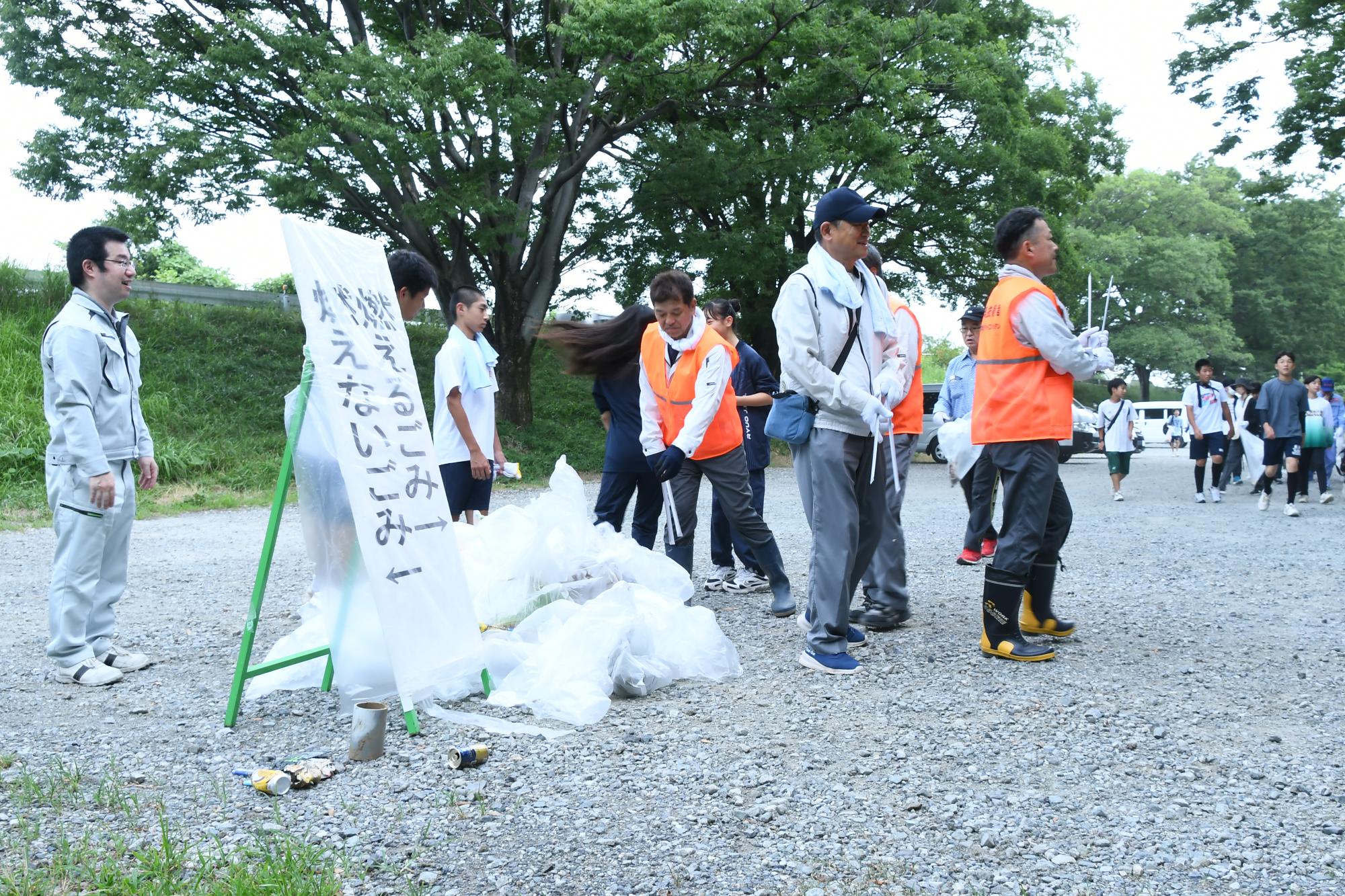 富士川流域一斉河川清掃・外来植物オオキンケイギク駆除作業