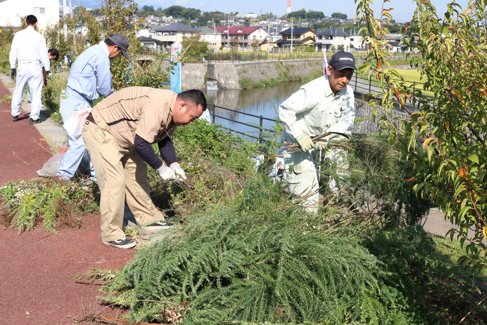 甲府地区建設業協会が草刈ボランティア