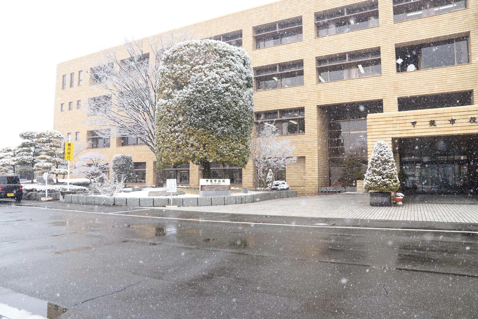 甲斐市初雪