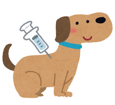予防注射をしている犬のイラスト