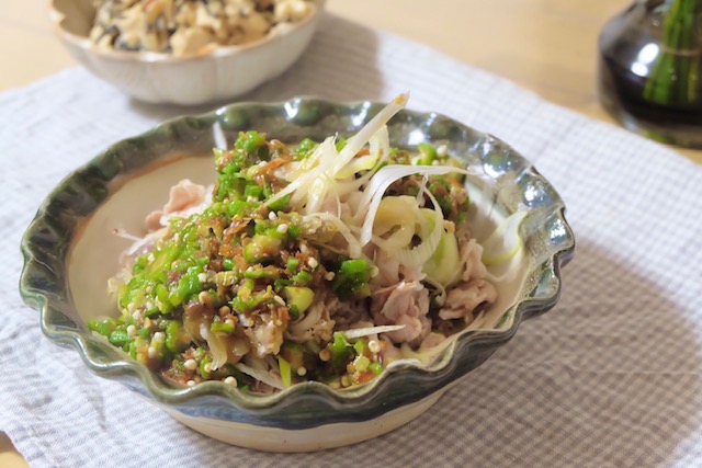 豚肉の冷しゃぶ　おくらソース