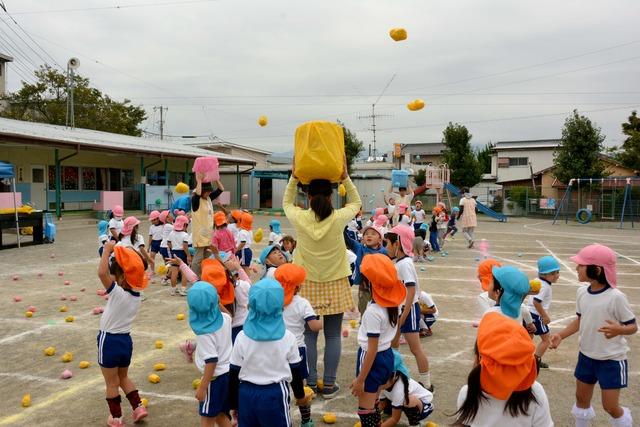 玉入れをする園児たちの写真