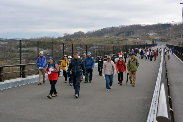 亀沢大橋を歩く参加者の写真
