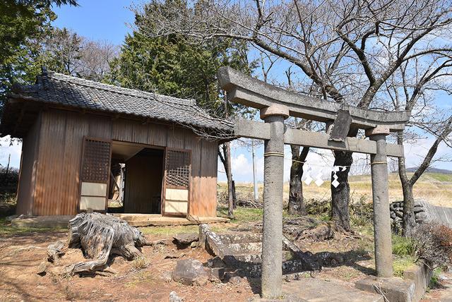 神楽殿から見える位置にある子神社の写真