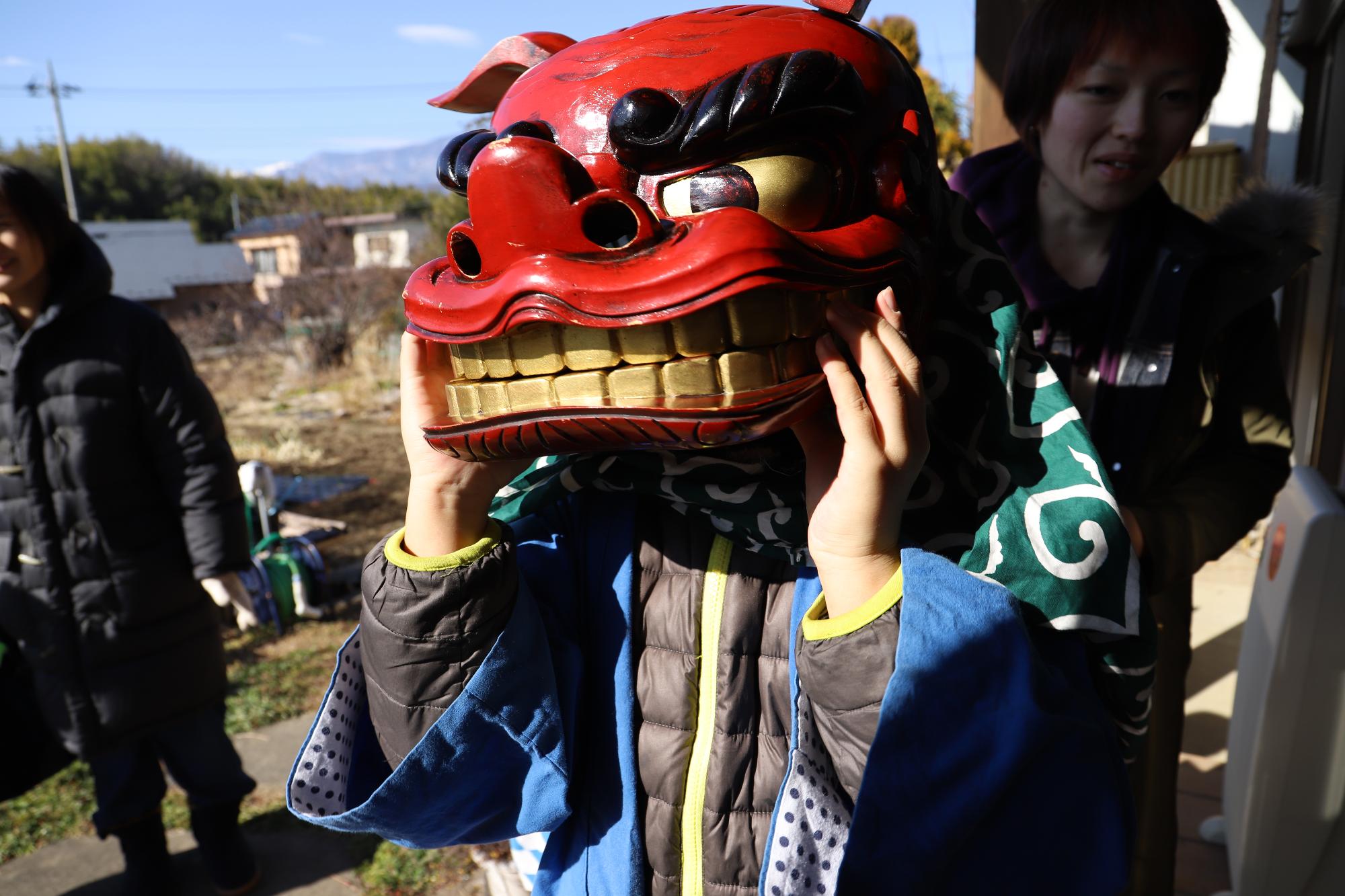 獅子舞の役を頑張りました