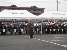 総合消防訓練での市長の写真