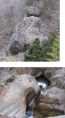 獅子岩の写真と獅子滝の写真