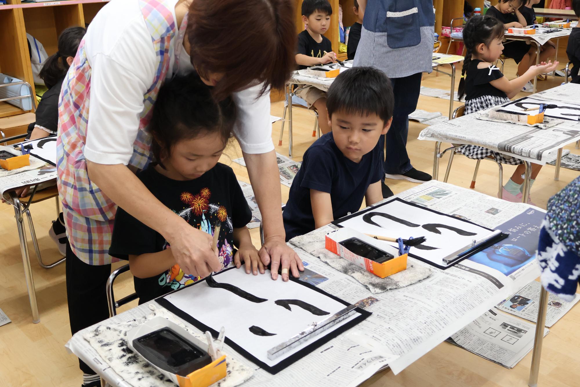 竜王東保育園 書道教室6