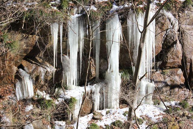 山肌につららができている様子の写真1
