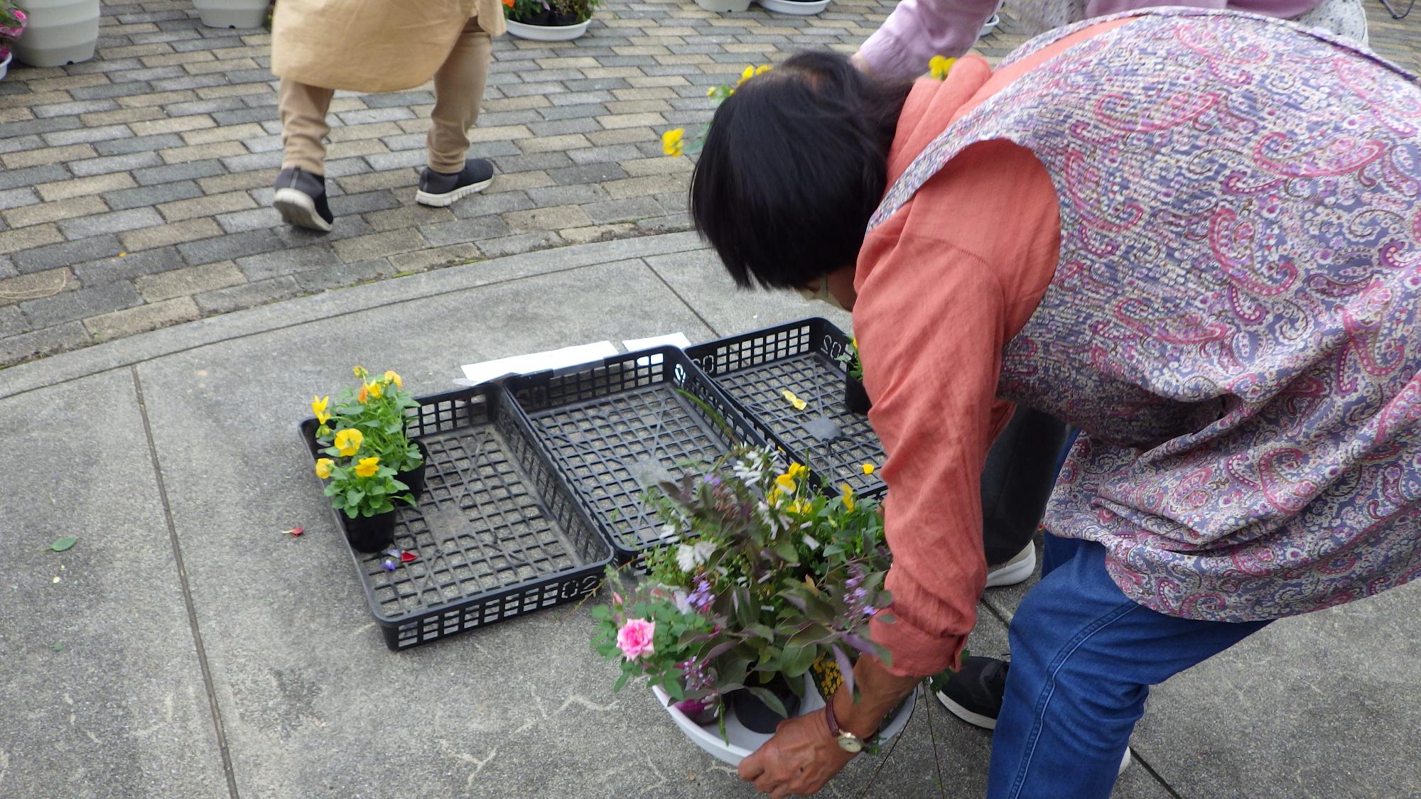 花を選んでいる様子