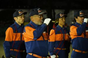 市消防団訓練総見、ラッパ隊の演奏