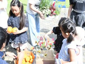 ハロウィンの飾りも選びます