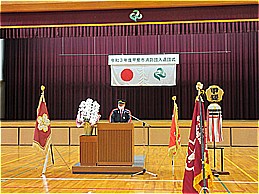 令和3年度甲斐市消防団入退団式の写真